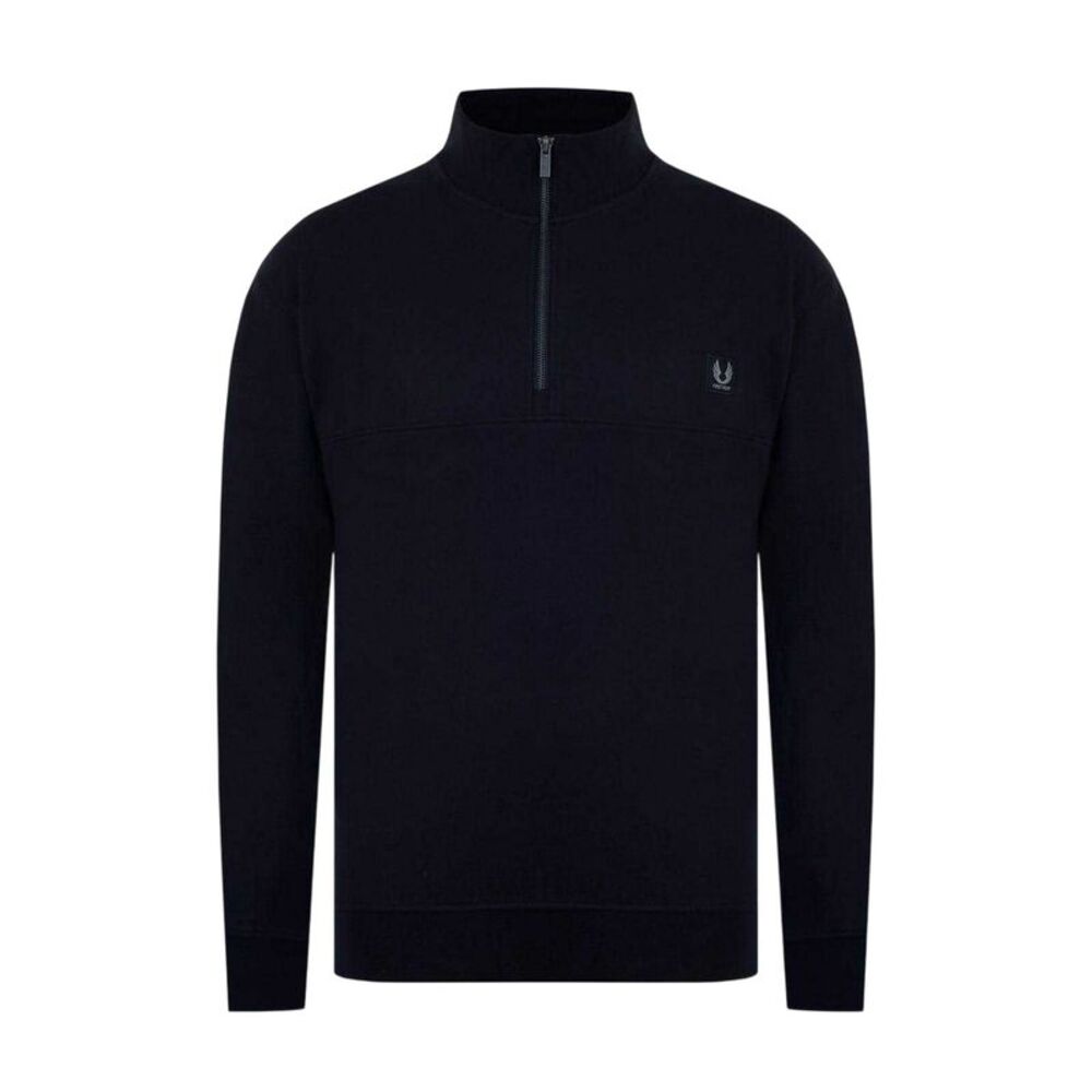 Firetrap Mens Zip Neck Long-Sleeved Sweatshirt / Black